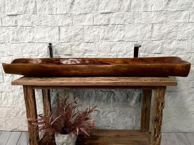 BUY DOUBLE WOODEN SINK IN ONE PIECE BRUNET