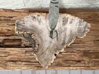 LAVABO DA APPOGGIO IN LEGNO PIETRIFICATO BIANCO PIETRA