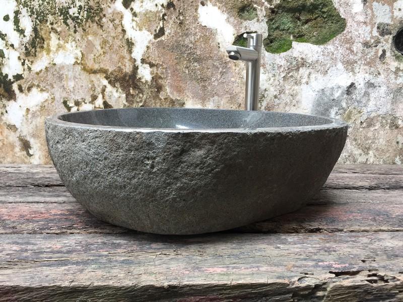 LAVABO DA APPOGGIO IN PIETRA NATURALE GRIGIA - LUSSO