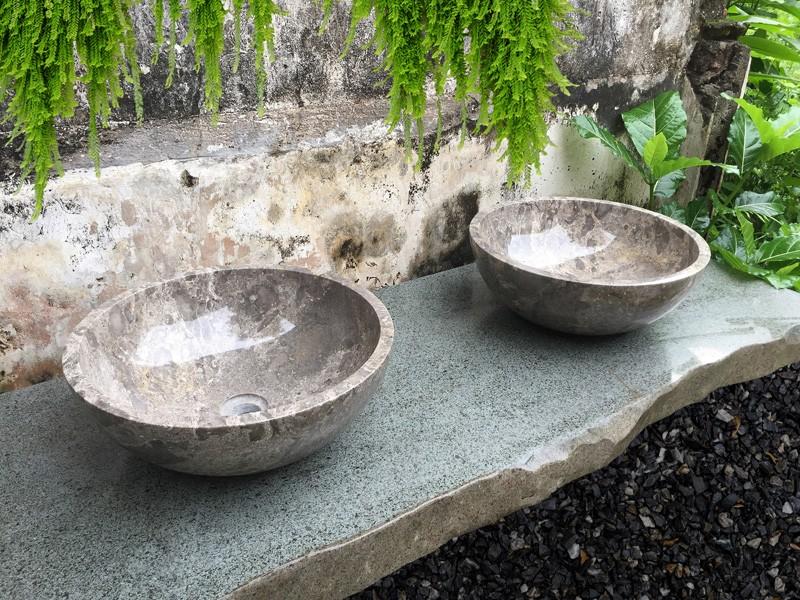 PAIR OF POLISHED MARBLE WASHBASINS EVANS