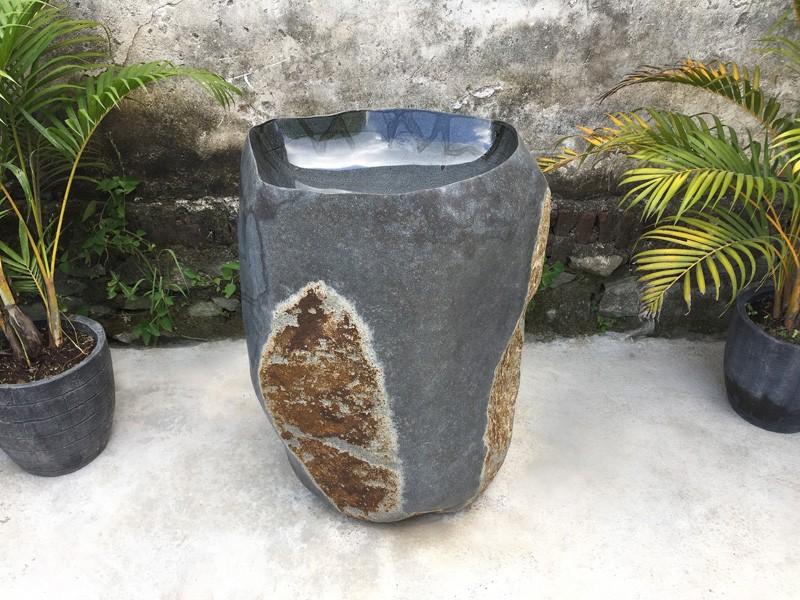 LAVABO DE PIE ARTESANAL CON PIEDRA RIVER STONE