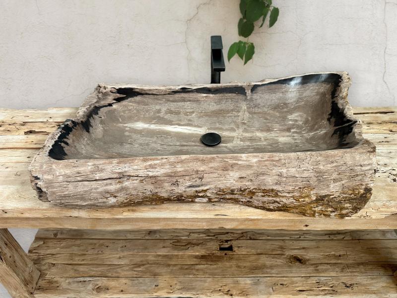 WASCHBECKEN AUS VERSTEINERTEM HOLZ REINE