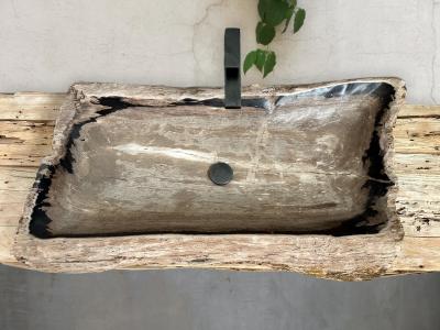 LAVABO DA APPOGGIO IN LEGNO PIETRIFICATO REINE