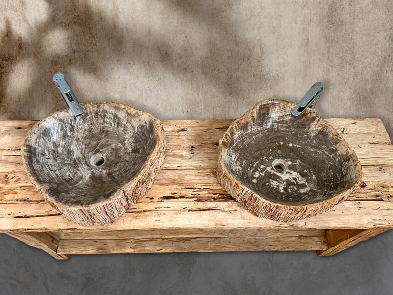 ACQUISTARE DOPPIO LAVABO IN LEGNO PIETRIFICATO