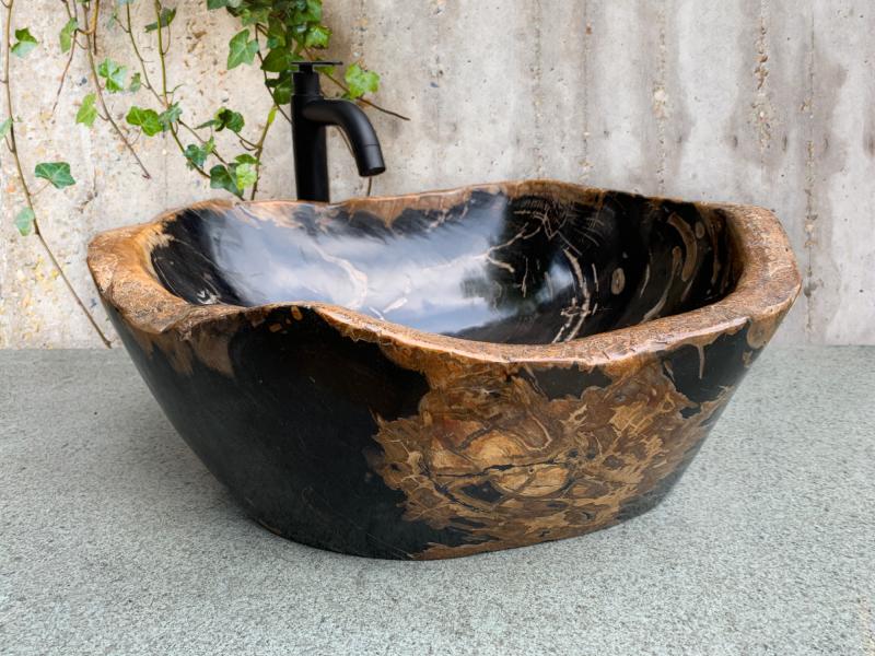 BUY BLACK PETRIFIED WOOD WASHBASIN KING