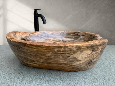 WASCHBECKEN AUS FOSSILEM HOLZ ANDREA