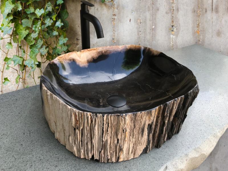 PETRIFIED WOOD WASHBASIN GOLD