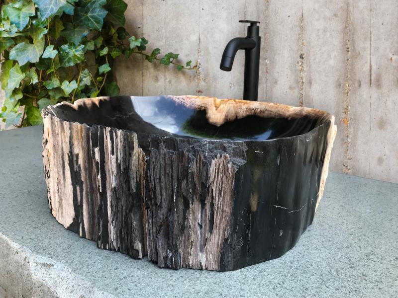 PETRIFIED WOOD WASHBASIN GOLD