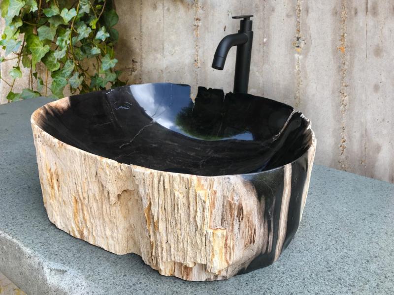 NATURAL BLACK STONE WASH BASIN GOLD