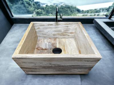 SQUARE FOSSIL WOOD WASHBASIN IVORY