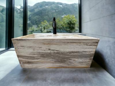 SQUARE STONE WASHBASIN IVORY