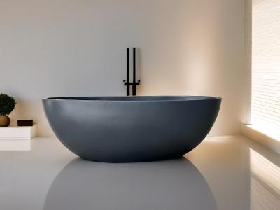 ELEGANTE BADEWANNE AUS SATINGRAUEM TERRAZZO ROCHELLE