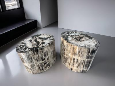 SET OF DARK DECORATIVE STOOLS OLYMPUS