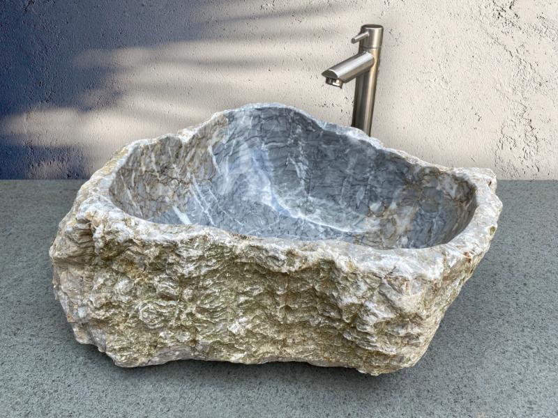 LAVABO DA APPOGGIO IN MARMO GRIGIO CUORE