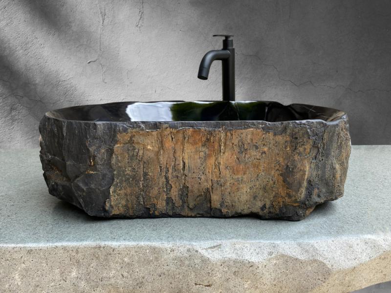 MAGNIFIQUE VASQUE DE BAIN EN BOIS FOSSILISE BLAKE