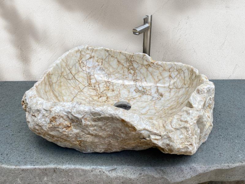 WHITE NATURAL STONE WASHBASIN GREEK