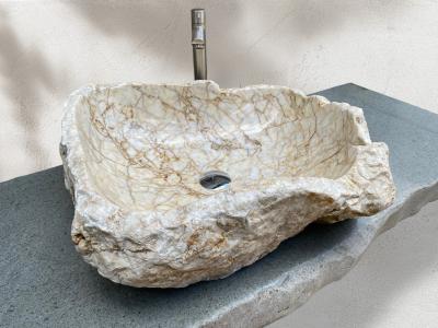 LAVABO DA APPOGGIO IN PIETRA BIANCO GRECO