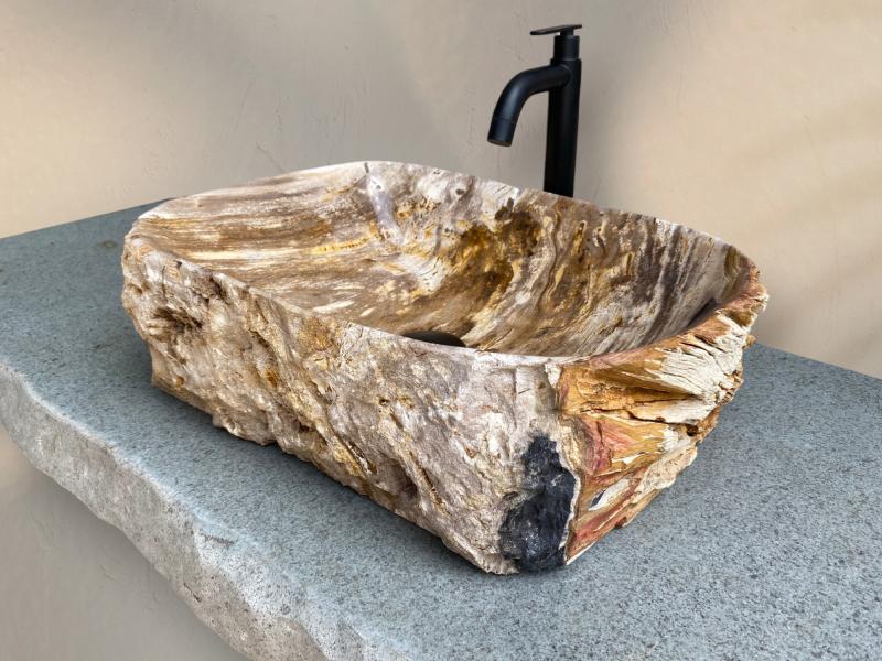 LAVABO DA APPOGGIO IN LEGNO PIETRIFICATO IMPERIAL