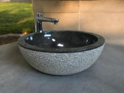 ROUND BLACK STONE SINK