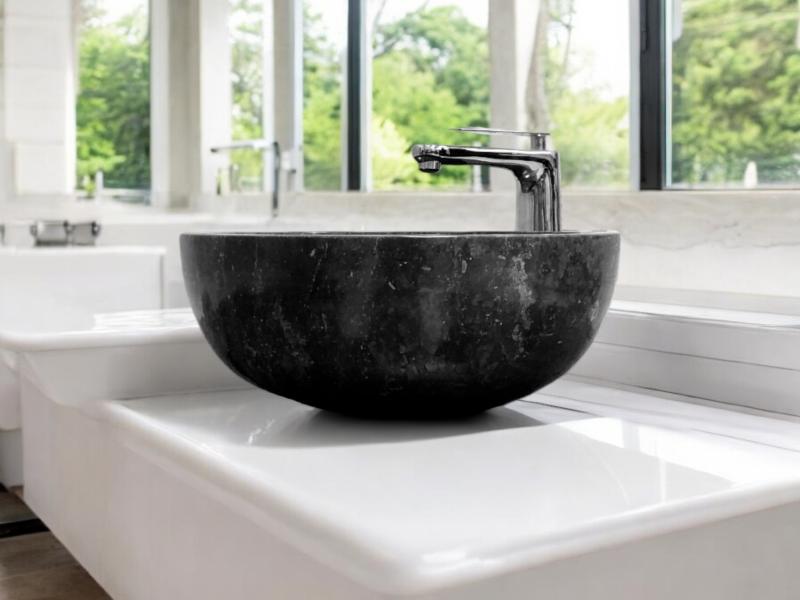 ROUND BLACK MARBLE SINK