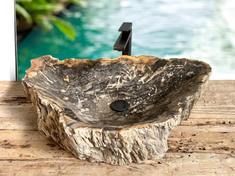 VASQUE DE BAIN EN BOIS FOSSILISE MALIBU