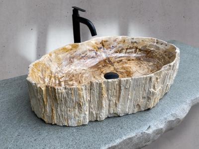 DESIGNER WASHBASIN IN PETRIFIED WOOD MOON