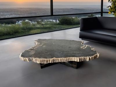 DARK PETRIFIED WOOD TABLE LUXOR