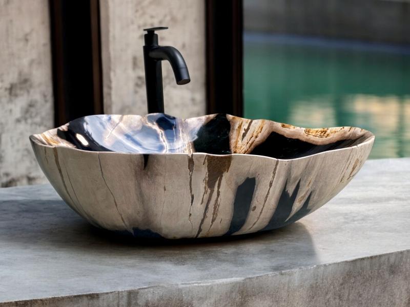 LAVABO DE MADERA PETRIFICADA MUY FINO JEWEL