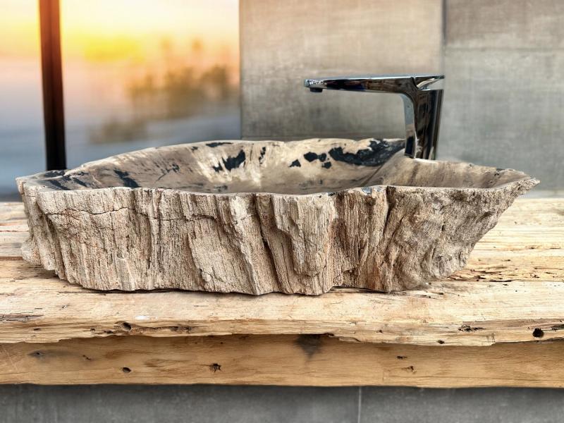 FOSSILIZED WOODEN WASHBASIN AGANOA