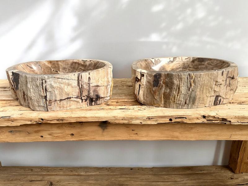 SET OF PETRIFIED WOOD WASHBASINS ANDREAS