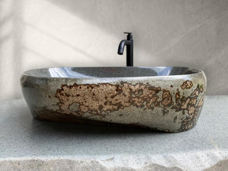 NATURAL GREY STONE WASHBASIN AMSTERDAM