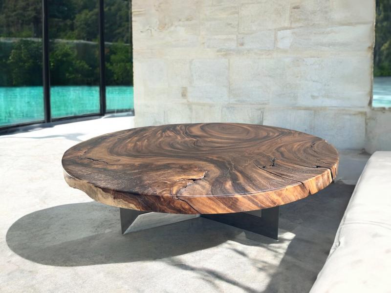 TABLE BASSE RONDE EN BOIS NATUREL LUCERNE