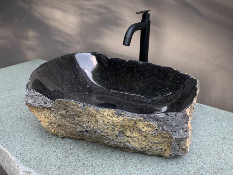 LAVABO NEGRO Y GRIS DE PIEDRA DIDIER