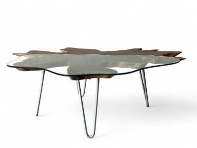 ORGANIC COFFEE TABLE IN WOOD AND GLASS GLASGOW