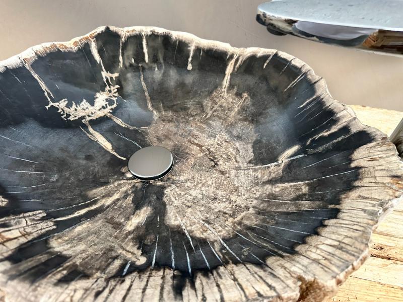 DETAIL OF PETRIFIED WOOD SINK AMANZI