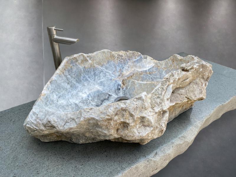 Marble Washbasin with Earthy Colours