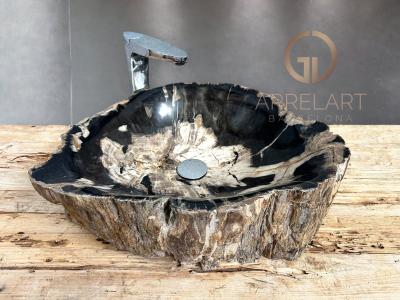 WASHBECKEN AUS VERSTEINERTEM HOLZ JOIA