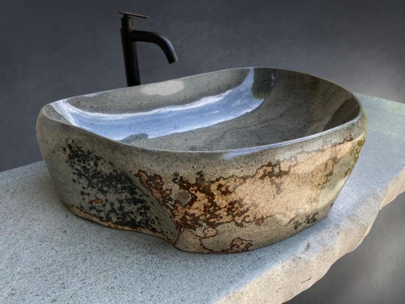 NATURAL GREY STONE WASHBASIN AMSTERDAM