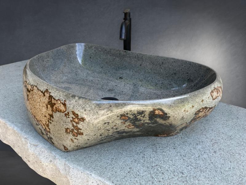 GREY NATURAL STONE WASHBASIN AMSTERDAM