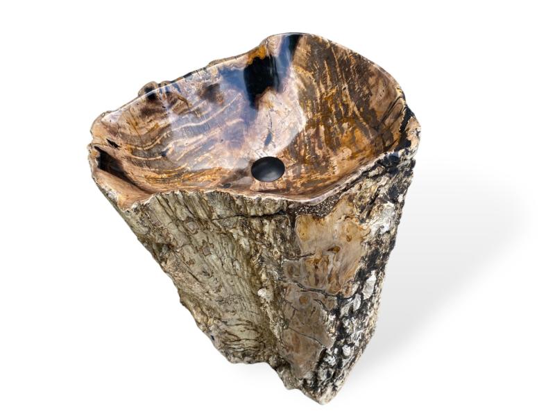 PEDESTAL WASHBASIN IN PETRIFIED WOOD ZANZIBAR