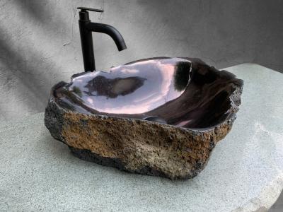 EXCLUSIVO LAVABO DE PIEDRA NEGRO BASALTO