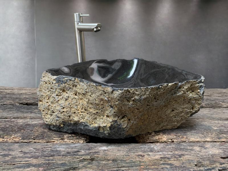 COMPRAR LAVABO DE PIEDRA DE LAVA NEGRO VOLCAN