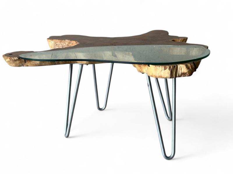 TABLE BASSE EN BOIS ET VERRE GLASGOW