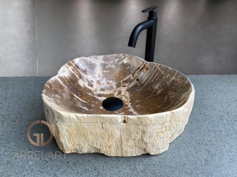 WASHBECKEN AUS VERSTEINERTEM HOLZ PARIS