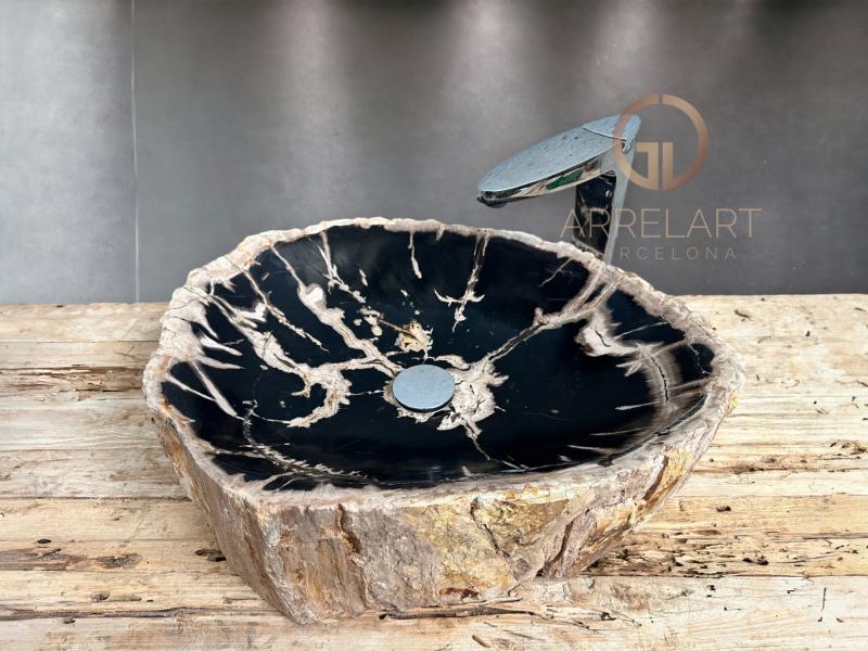 PETRIFIED WOOD WASHBASIN GOLD