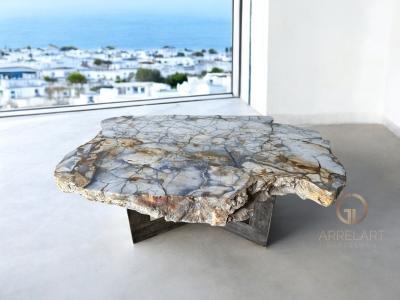 MESA DE CENTRO DE PIEDRA FOSILIZADA MONACO