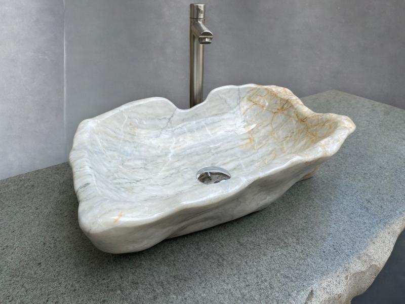 LAVABO DA APPOGGIO IN MARMO MINIMALISTA LUCIDATO