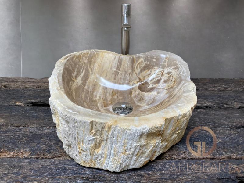 WASHBECKEN AUS VERSTEINERTEM HOLZ NAIROBI