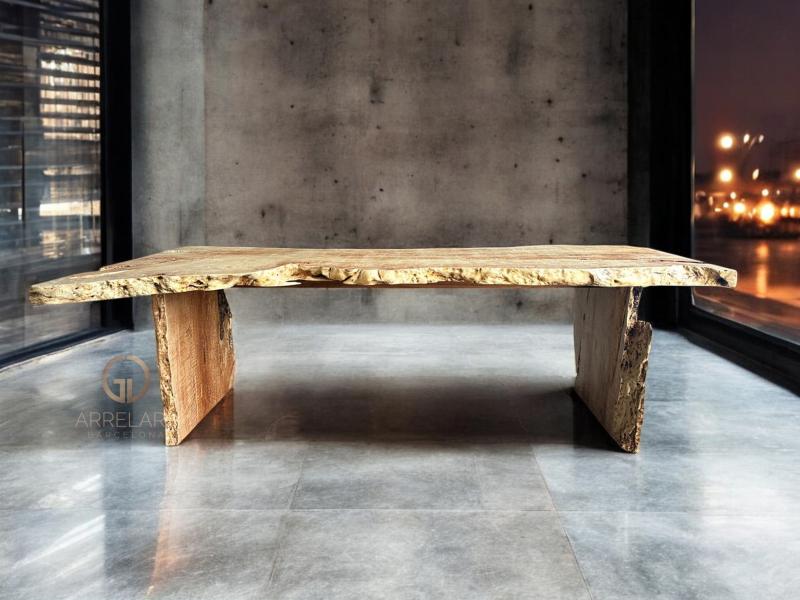 DINING TABLE WITH LIVE EDGES OF LYCHEE WOOD