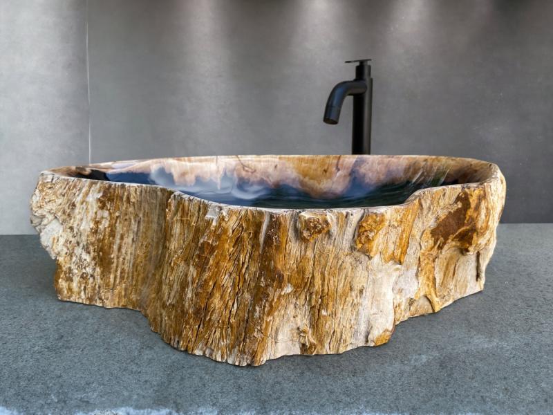 WASHBECKEN AUS VERSTEINERTEM HOLZ WAGNER